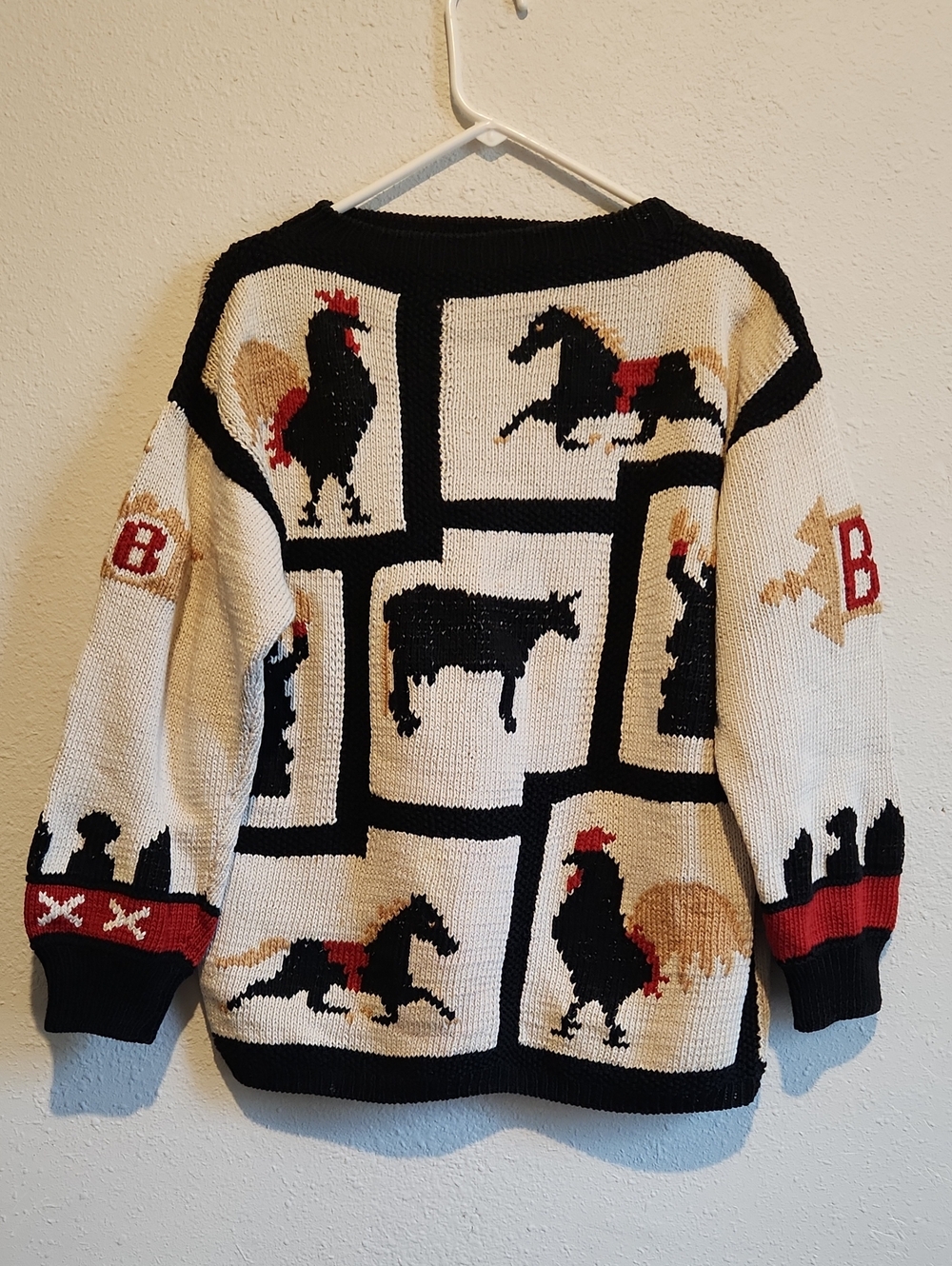 Vintage American Country Collection Hand Knit Sweater Farm & Compass Pima Cotton